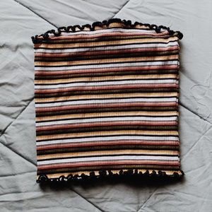 STRIPED LETTUCE EDGE TUBE TOP